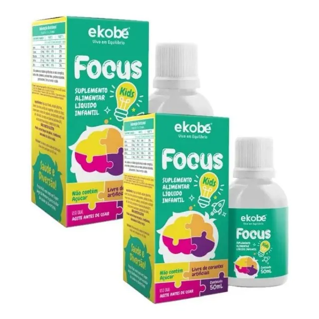 2x Focus Suplemento Para Memória E Déficit De Atenção  Kids 