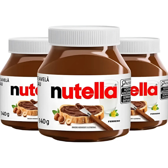 Kit 3 Potes De Nutella 140g Original Ferrero Creme De Avelã Kit 3 Potes De Nutella 140g Original Ferrero Creme De Avelã