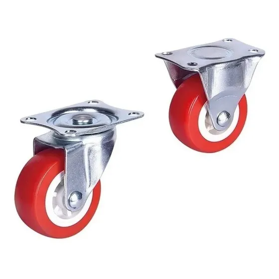 Ruedas Giratorias Y Fijas De 1.5 Pulgadas Rojas Polierutano