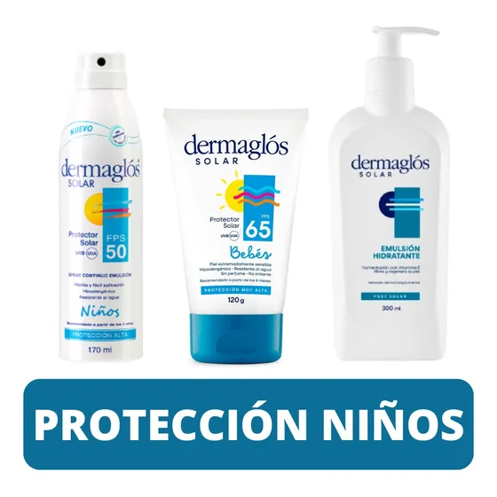 Combo Dermaglos Solar Niños Spray - Crema Bebé Y Emulsion