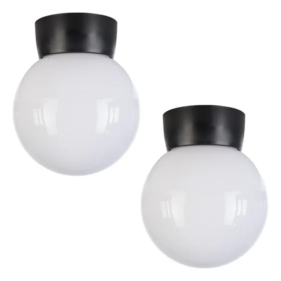 Paq 2 Pzs Lampara De Techo Pantalla Globo Pmma Vd2030 Calux