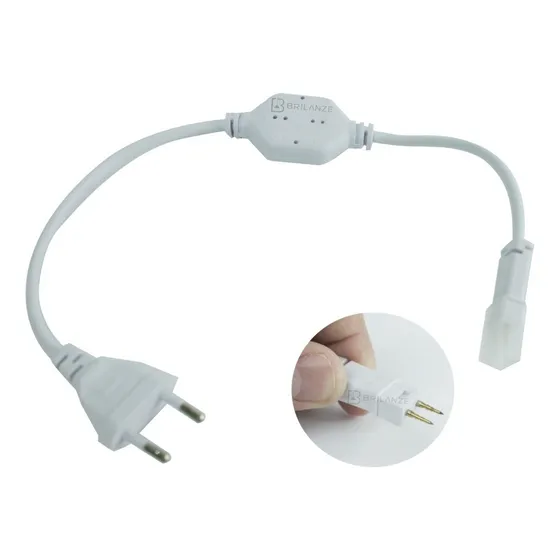 Kit 5 Cabo De Alimentação Rabicho P/ Mangueira Led Chata 6mm Cor da luz Branco 127/220V