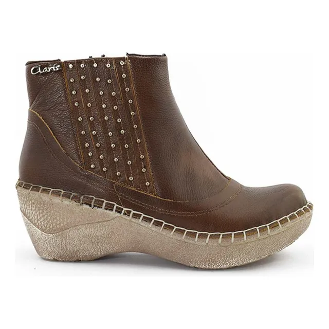 Botas Mujer Cuero Claris Base Acolchada Con Elástico