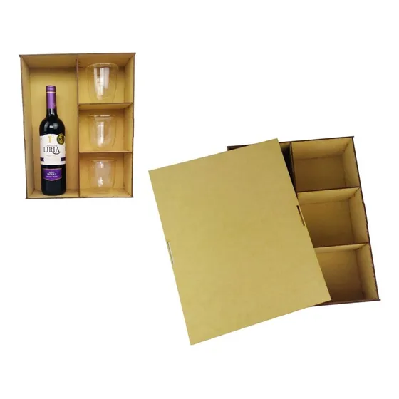 8 Cajas Para Botella Vino Copa Con Tapa Mayoreo Mdf Madera