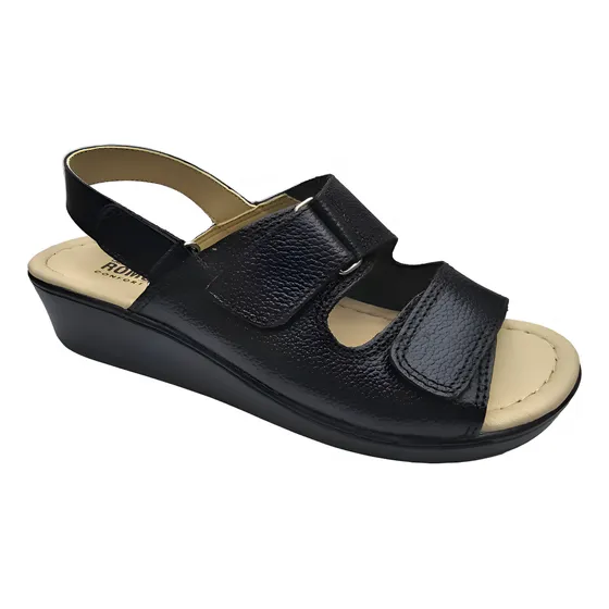 Sandalias En Cuero Para Dama Romulo Con Velcro