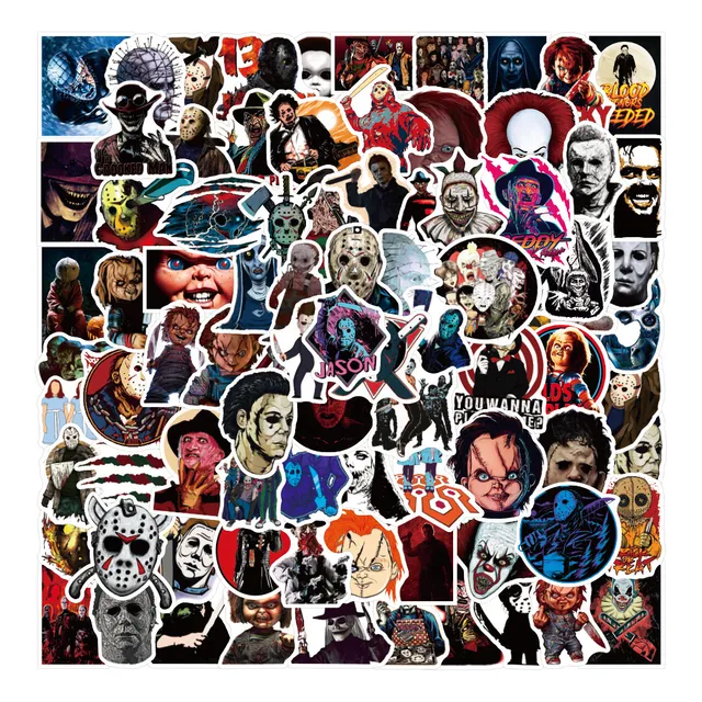 Pack X50 Stickers De Personajes De Terror Pegatinas