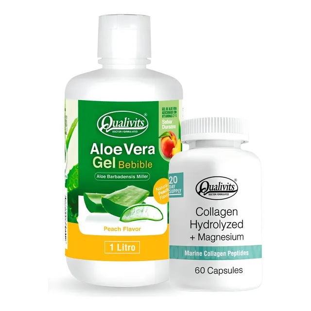Aloe Vera Bebible + Colágeno Con Magnesio X 60 - Qualivits Sabor Durazno
