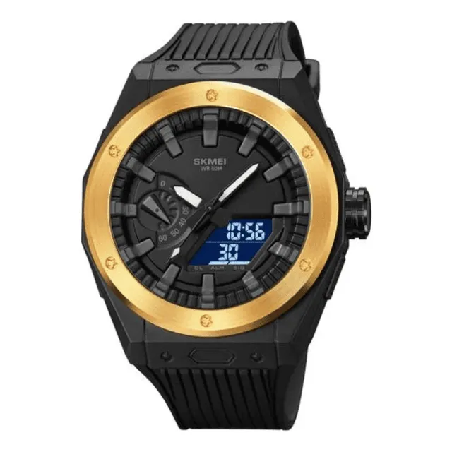 Reloj Skimei 2103 Deportivo Correa De Silicona Negro/dorado