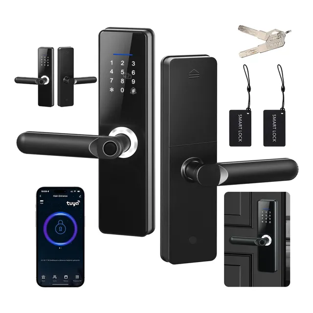 Chapa Cerradura Inteligente Electrónica Tuya Wifi 5 Maneras Negro Derecha/izquierda