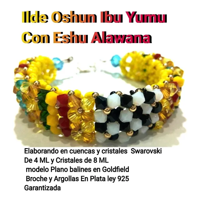 Ilde Oshun Ibu Yumu Y Eleggua Alawana Broches En Plata 925