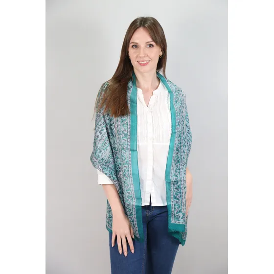 Pañuelo Seda Natural Estampada Chalina Cuello Mujer 15010