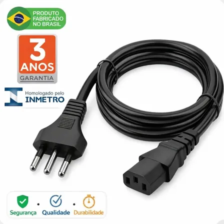 Cabo De Força Hardline Tripolar Panela Pressão Elétrica Arroz Fio Fonte Monitor Pc Energia Tomada - Marca Hardline Preto 127/220v