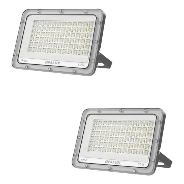 Pack X2 Lampara Reflector Led 50w Luz Amarilla Calida Jardin