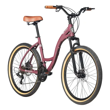 Bike Shimano Blitz Comodo 26 Alumínio 21v Freios Disco Cor Vinho Tamanho Do Quadro 18