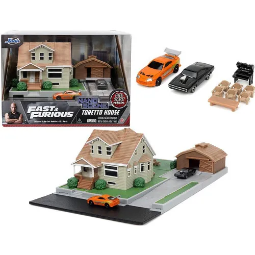 Casa de Toretto Dodge Charger e Toyota Supra Diorama Jada