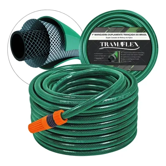 Mangueira De Jardim Com Tramas Em Dobro Tramaflex 40metros Cor Verde-escuro