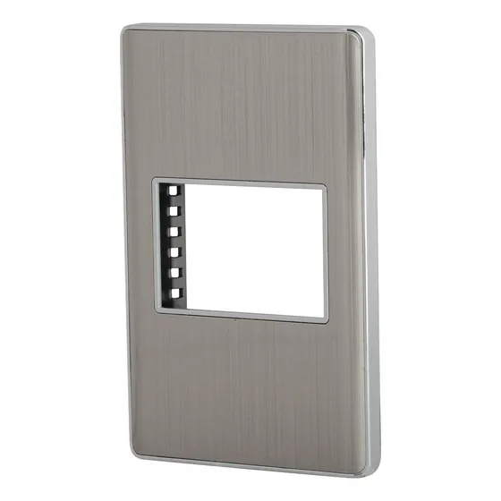 Placa De Acero Inox Con 1 Ventana 1.5 Módulos, Línea Lisboa,