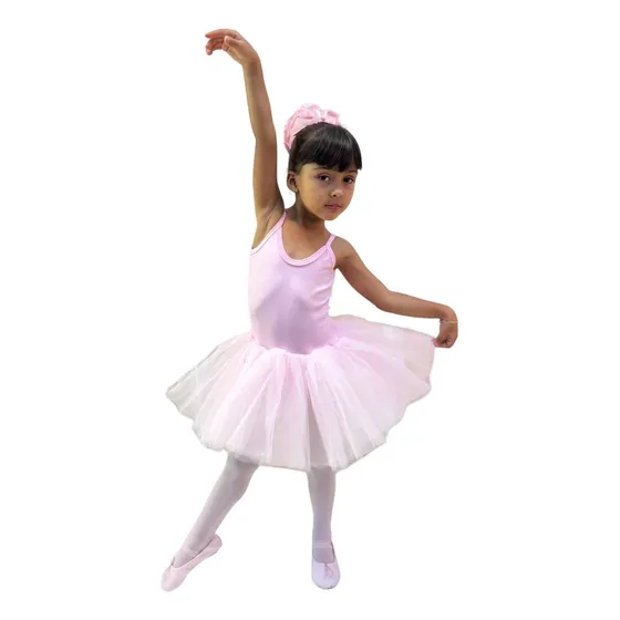 Collant Ballet Regata Com Saia Tule Tutu Embutida Infantil