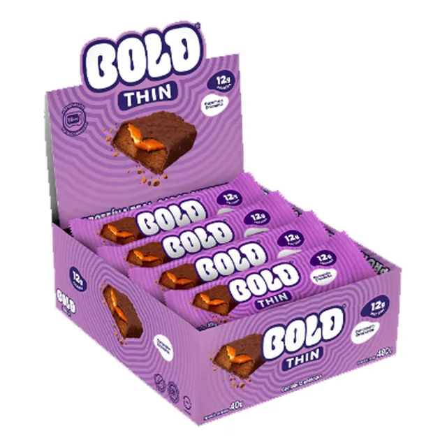 Bold Thin Barrinha Sabor Caramelo Crocante 12 Un Bold Snacks
