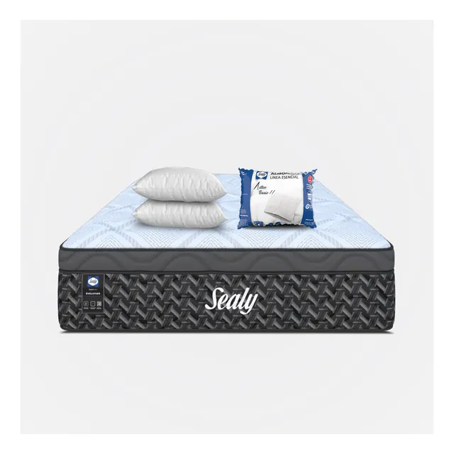 Colchón Sealy Individual Cranstone Cushion Foam Posturetech Con Soporte Lumbar + 2 Almohadas Active
