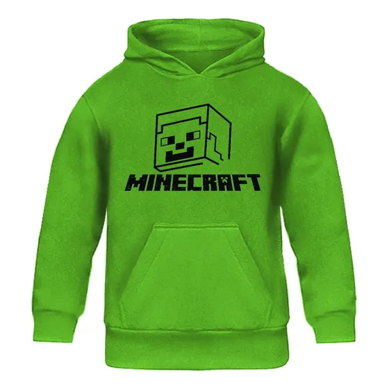 Poleron De Niño Cerrado Con Capucha Minecraft Ojos Rojos