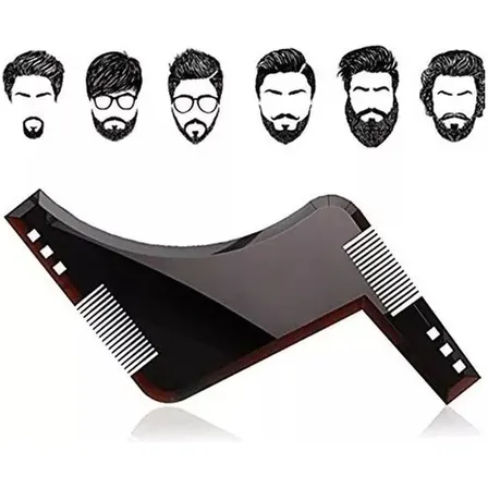 Peine Cepillo Molde Delineador De Barba 2 En 1 Para Hombres Color Negro