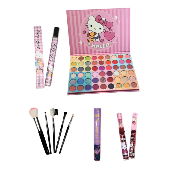 Set Kit Maquillaje Paleta 54 Colores Rimel Lip Brochas