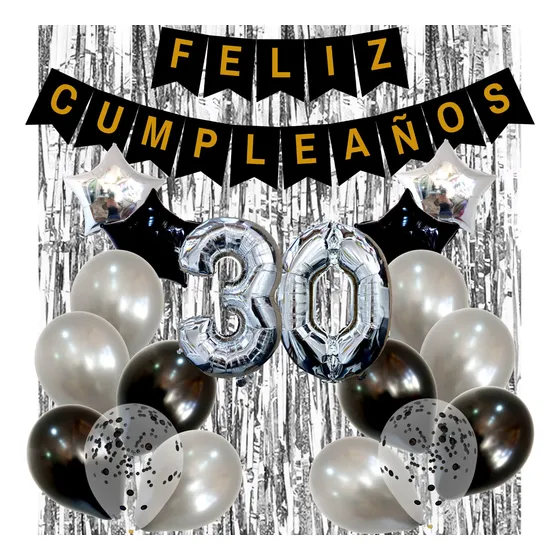 Combo Globos Cumpleaños Deco Fiesta Metalizados 20 Unid.