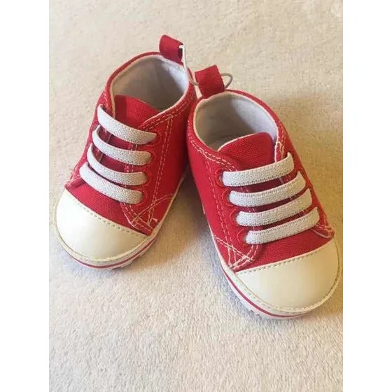 Zapatos De Bebé Tipo Converse Anti Resbalantes Rojo/rosado