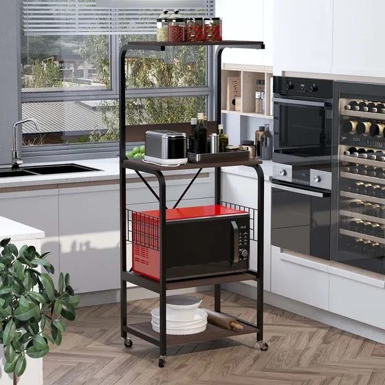 Homcom Kitchen Baker's Rack Soporte Para Microonda Rueda
