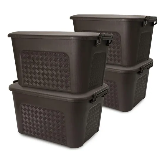 Set X4 Cajoneras Grandes Plásticas Organizadoras Con Tapa 23