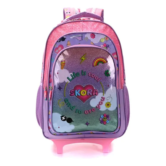 Mochila Carro Lettering Life Is Cool Con Llavero 18 Pulgadas Skora