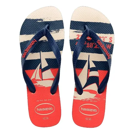 Chinelo Havaianas Nautical Sandalia Confortavel Original Vermelho/marinho 43/44
