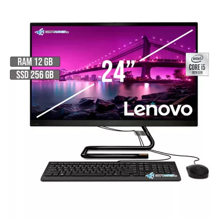 Computador Lenovo 24imb05 Core I5 8gb 128gb + 1tb 23,8 Win11 Color Negro