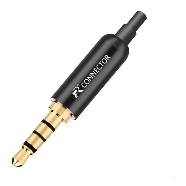 Plug Jack 4 Polos 3.5 Mm Bañado Oro + Abrazadera Cable