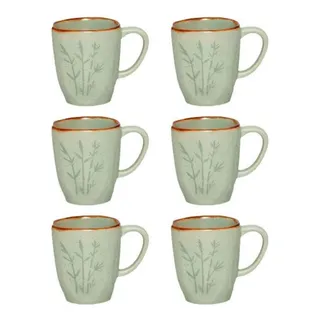 Jogo De 6 Canecas Verde 260ml Ryo Bambu Oxford Porcelanas Jogo De 6 Canecas Verde 260ml Ryo Bambu Oxford Porcelanas