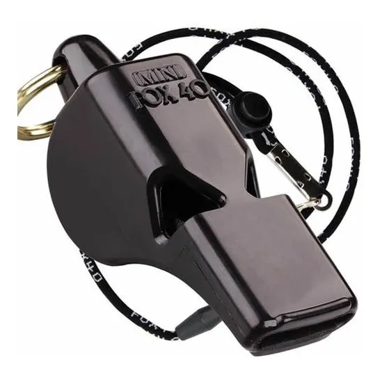 Silbato Fox 40 Mini Plastico Arbitro Profesional Correa Color Negro