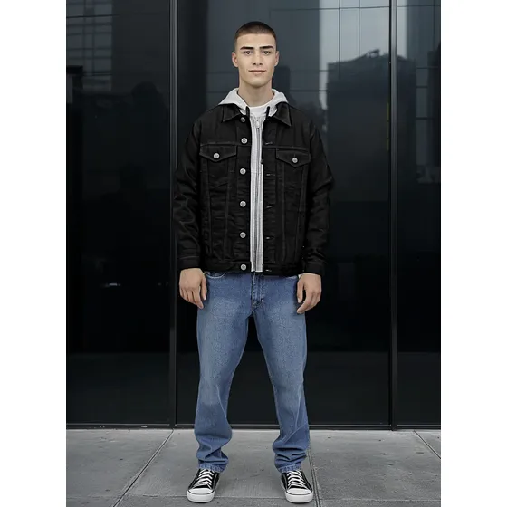 Campera Jeans Hombre Lisa Con Botones High Royal