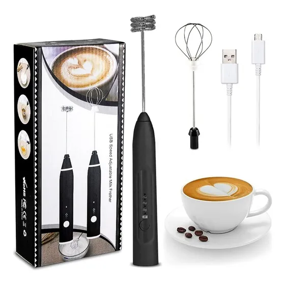 Mini Mixer Elétrico Misturador De Bebidas 2 Em 1 Portátil Fue Recarregável Mexedor De Ovos Whey Leite Café Espuma Shake Drinks Capuccino E Várias Bebidas Marca Ecomixshop
