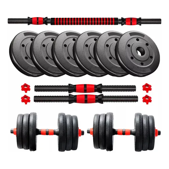 Kit Mancuernas Y Barra Con Tope A Rosca + 25 Kg Discos Pvc