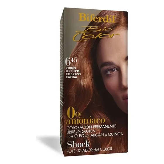 Tintura Coloración Biferdil Biocolor 0% Amoniaco Sin Gluten Tono N 6.45 Rubio Oscuro Cobrizo Caoba