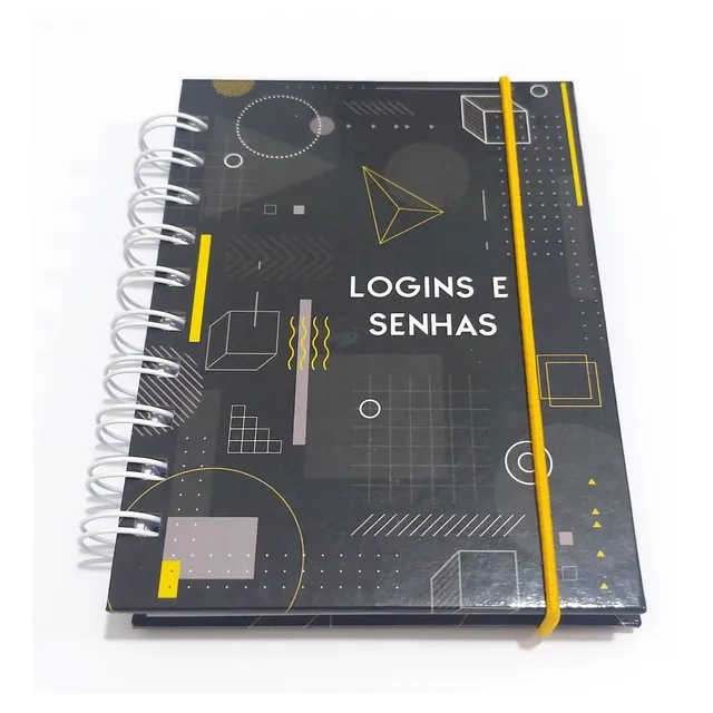 Mini Caderno Login E Senha Preto Masculino Pronta Entrega
