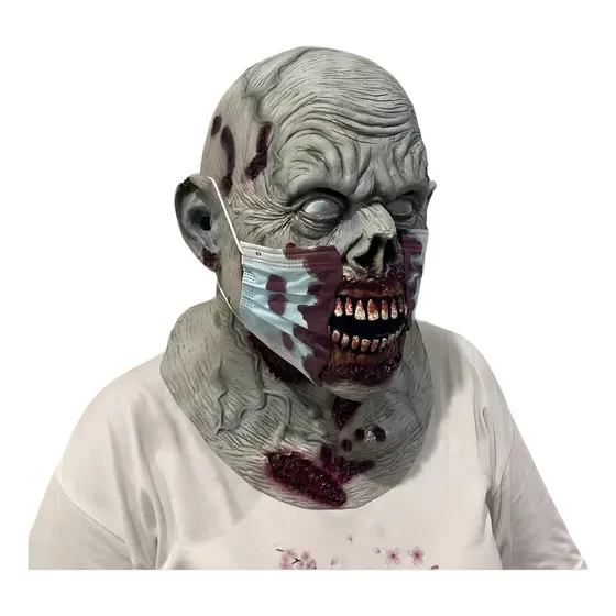 Mascara De Latex Zombie Enfermero Sangriento Halloween Color Unico Zombie Con Mascarilla
