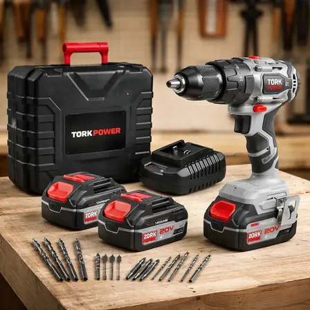 Parafusadeira Furadeira De Impacto Industrial Sem Fio Com Maleta 2 Baterias Super Tork Cinza 127/220v 50/60hz