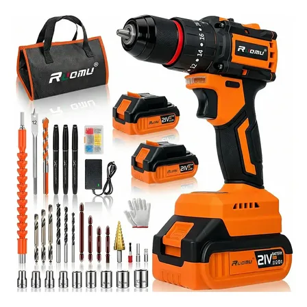 Parafusadeira Furadeira De Impacto Profissional 2 Baterias Laranja 110/127/220v 60hz