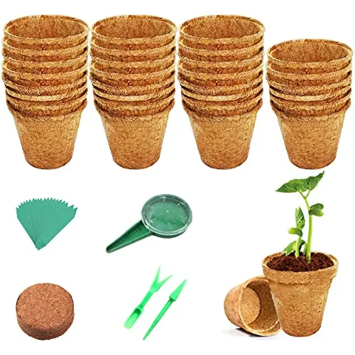 Macetas Biodegradables De Fibra De Coco, 30 Piezas De 3...