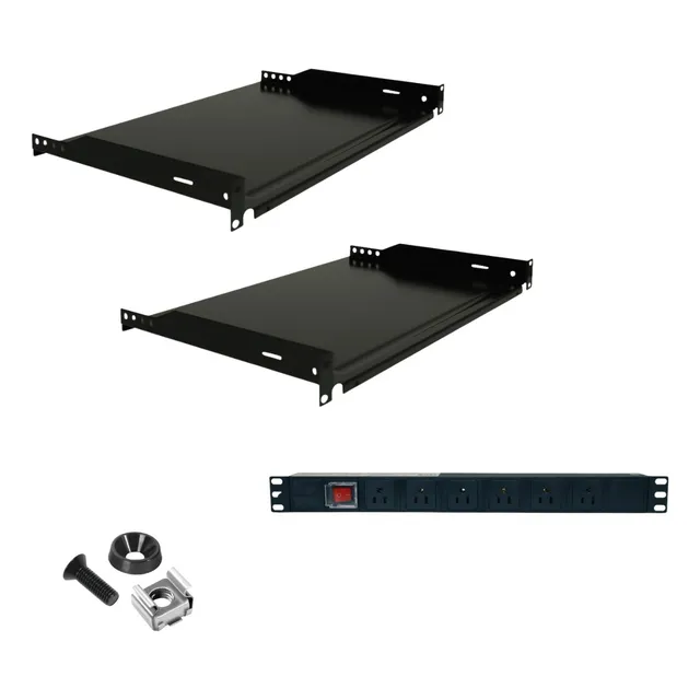 Kit 2 Charolas Para Rack Enson + Pdu De 6 Tomas + Tornillos