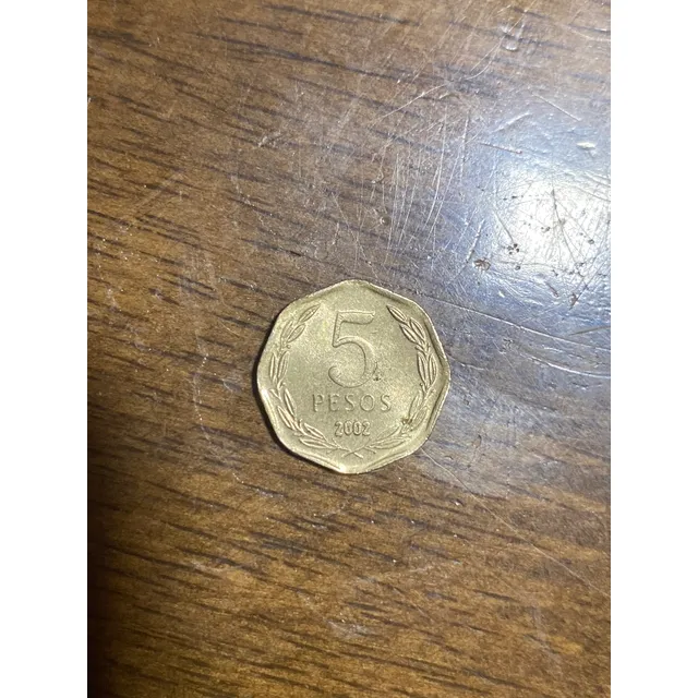 Moneda De Oro 5 Pesos Chile 2002 - Valor 7000