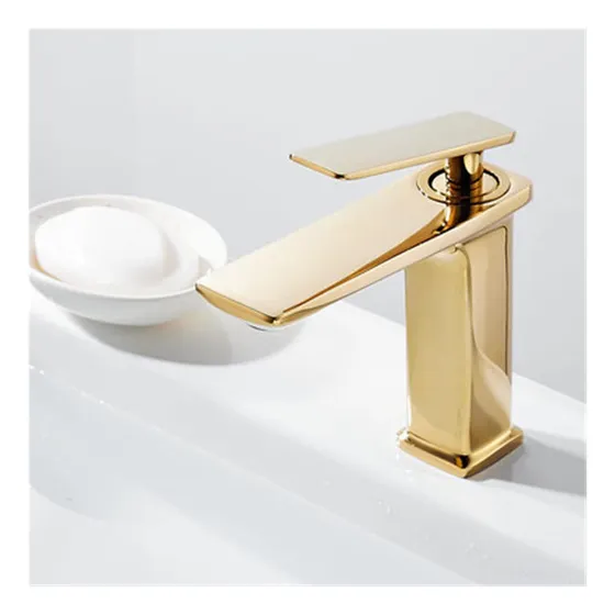 Tococo Grifo Lavabo Baño Dorado Mezclador Agua Laton Frio