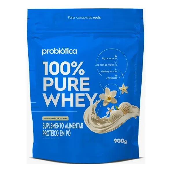Whey Protein 100% Pure Sabor Baunilha Refil 900g Probiótica